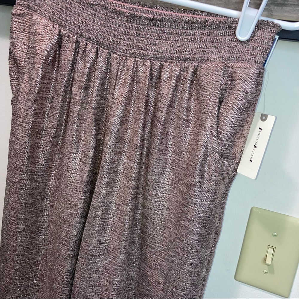 Anthropologie Pink Rose Metallic Shimmer Jogger Trouser Pants NWT - Picture 11 of 16